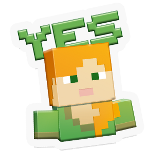 here is a Minecraft girl Yes! sticker from the Minecraft collection for sticker mania