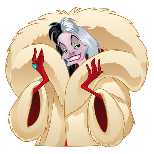 here is a 101 Dalmatians Cruella de Vil Sticker from the Disney Cartoons collection for sticker mania