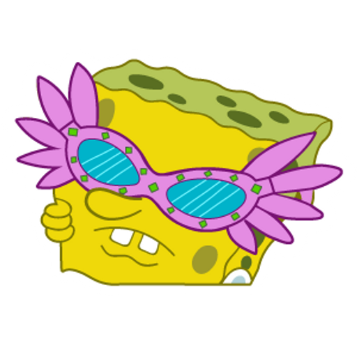 here is a SpongeBob Pink Glasses Meme Sticker from the Memes collection for sticker mania